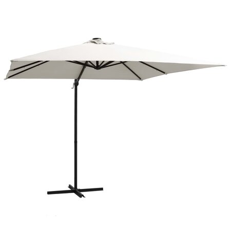 vidaXL Parasol déporté avec LED et mât en acier 250x250 cm Sable