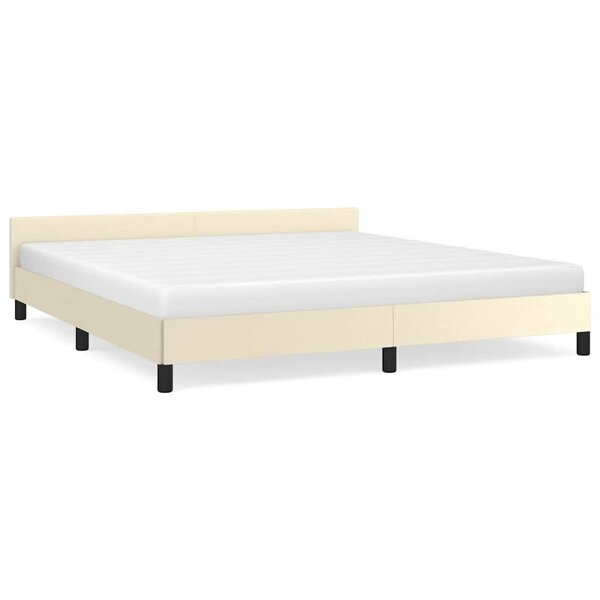 vidaXL Cadre de lit avec tête de lit sans matelas crème 180x200 cm