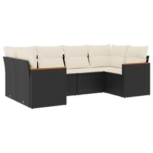 vidaXL Salon de jardin 6 Pièces avec coussins noir résine tressée