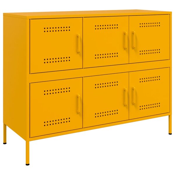 vidaXL Buffet jaune moutarde 100 5x39x79 cm acier laminé à froid
