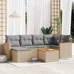 vidaXL Salon de jardin avec coussins 7Pièces mélange beige résine tressée