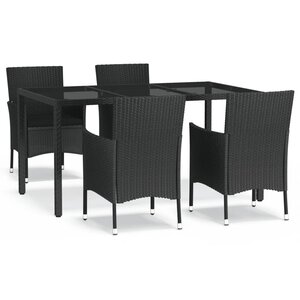 vidaXL Ensemble à manger de jardin coussins 5Pièces Noir Résine tressée
