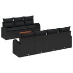 vidaXL Ensemble de 8 canapés de jardin avec coussins noirs poly rotin acacia