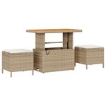 Ensemble de 8 pièces de Canapés de Jardin avec Coussins Rattan Beige Poly Acacia
