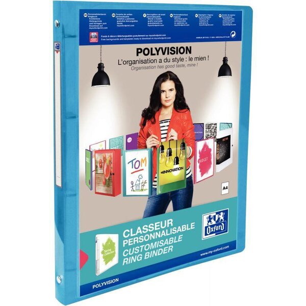 Classeur polypropylène transparent bleu personnalisable A4