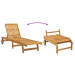 Chaises longues vidaXL 2 Pièces avec roulettes et coussins en acacia massif