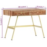 Bureau table poste de travail meuble d'ordinateur informatique étude avec tiroirs 100 x 55 x 75 cm bois solide brun 02_0023460