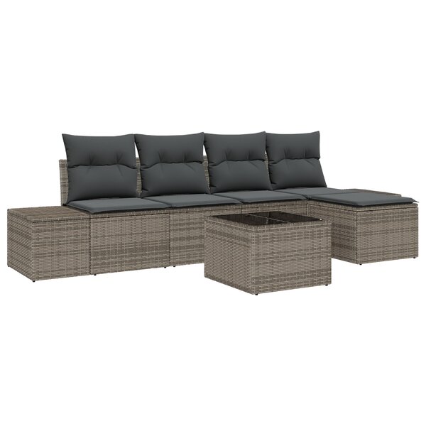 vidaXL Ensemble Canapés 5 pièces avec Coussins Gris Poly Rattan
