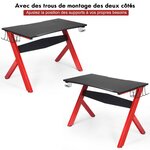 Bureau gamer pour e-sport avec porte-gobelet tapis de souris support pour ecouteurs en fibre de carbone et cadre en acier 20_0002084