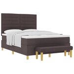 vidaXL Lit à ressort avec matelas et banc brun foncé 140x200 cm tissu