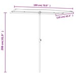 vidaXL Parasol de jardin et mât en aluminium 180x110 cm rouge bordeaux