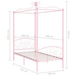 vidaXL Cadre de lit à baldaquin sans matelas rose métal 100x200 cm