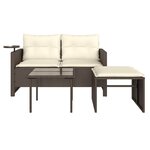 vidaXL Salon de jardin avec coussins 3 Pièces marron résine tressée