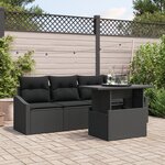 vidaXL Ensemble de Canapés de Jardin de 5 Pièces avec Coussins Noir Rotin Poly