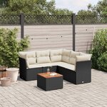 vidaXL Salon de jardin 6 Pièces avec coussins noir résine tressée