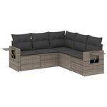 vidaXL Salon de jardin 5 Pièces avec coussins gris résine tressée