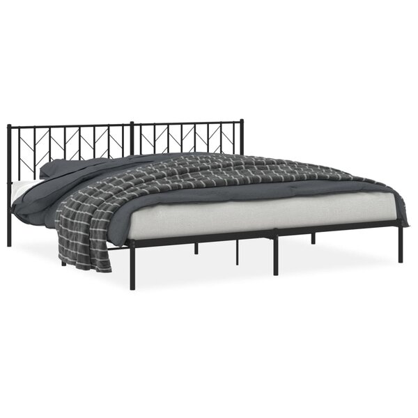 vidaXL Cadre de lit métal avec tête de lit noir 200x200 cm