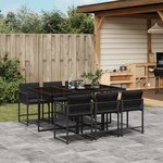 vidaXL Ensemble à manger de jardin coussins 7Pièces Noir Résine tressée