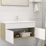 vidaXL Armoire d'évier et lavabo intégré Blanc/chêne sonoma Aggloméré