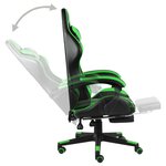 Chaise fauteuil siège pivotante de bureau informatique étude de jeux vidéo avec repose-pied et similicuir vert 02_0024220