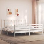 vidaXL Cadre de lit sans matelas blanc 200x200 cm bois massif
