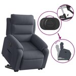 vidaXL Fauteuil inclinable électrique gris foncé velours