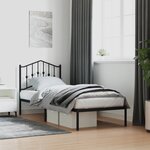 vidaXL Cadre de lit métal avec tête de lit noir 80x200 cm
