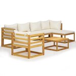 vidaXL Salon de jardin 7 Pièces avec coussin Crème Bois d'acacia solide