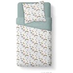 TODAY Parure de lit Enfant Kids First 1.15 - 1 personne - Housse de couette 140 x 200 et 1 taie 63 x 63 cm - Imprimé blanc