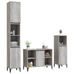 vidaXL Ensemble de meubles de salle de bain 3 Pièces Sonoma gris