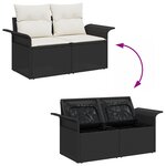 Ensemble de Canapé de Jardin 4 Pièces avec Coussins Noir Rotin Poly