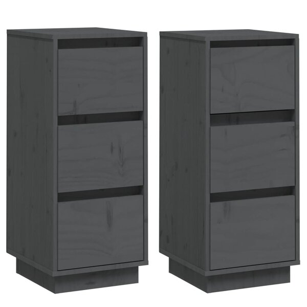 vidaXL Buffets 2 Pièces Gris 32x34x75 cm Bois massif de pin