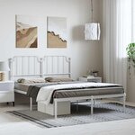 vidaXL Cadre de lit métal sans matelas et tête de lit blanc 135x190 cm