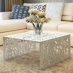 vidaXL Table basse argentée Design géométrique Aluminium