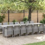 Ensemble de salle à manger de jardin vidaXL 15 pièces avec coussins Gris clair Poly Rattan