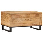 vidaXL Table basse 80x51x40 cm bois de manguier massif brut