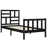 vidaXL Cadre de lit sans matelas noir bois de pin massif