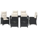 vidaXL Ensemble de salle à manger de jardin de 7 pièces avec coussins Noir Poly Rattan