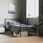 vidaXL Cadre de lit métal avec tête de lit/pied de lit noir 75x190 cm