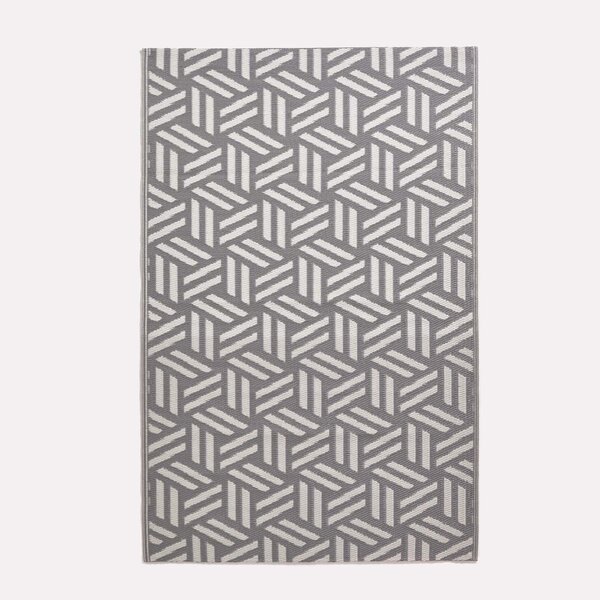 Tapis extérieur terrasse réversible - Tapis de jardin imperméable et résistant UV - Luna - Gris- 180x270 cm - HOMESCAPES