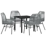 vidaXL Ensemble de salle à manger de jardin de 5 pièces avec coussins en rattan poly gris