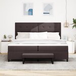 vidaXL Lit à ressorts avec Matelas & Banc Brun Foncé 200x200 cm Tissu