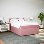 vidaXL Sommier à lattes de lit avec matelas Rose 160x200 cm Velours