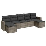 vidaXL Salon de jardin avec coussins 7 Pièces gris résine tressée