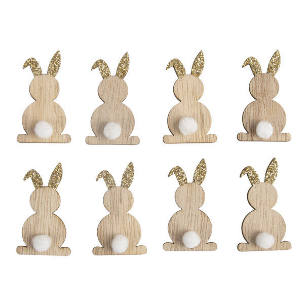 Miniatures en bois Lapins  cachemire or  4 5cm  avec point adhésif  8 pces