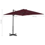 vidaXL Parasol déporté avec mât en aluminium Bordeaux 250x250 cm