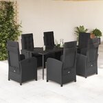 vidaXL Ensemble à manger de jardin coussins 7Pièces Noir Résine tressée