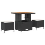 Ensemble de Canapés de Jardin 8 pièces avec Coussins Noir Poly Rattan Acacia
