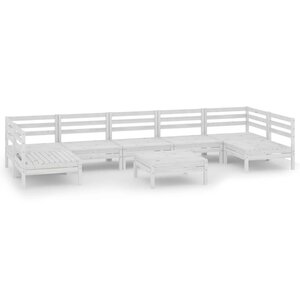 vidaXL Salon de jardin 8 Pièces Blanc Bois de pin massif