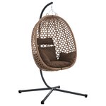 vidaXL Panier chaise œuf suspendue avec support Café Poly Rotin